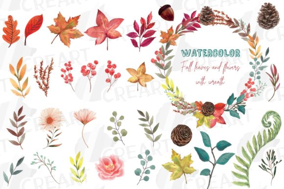 Elevate Your Autumn Projects with Versatile Fall Leaves and Flowers Watercolor Decor