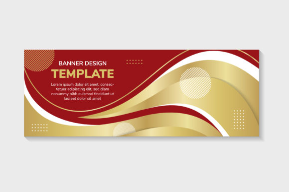 Elevating Sports Branding with the Red Gold Wavy Horizontal Banner Template