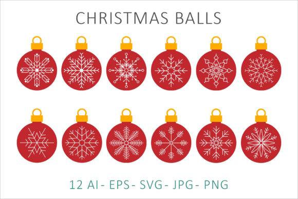 Festive Christmas Balls with Snowflake SVG Designs