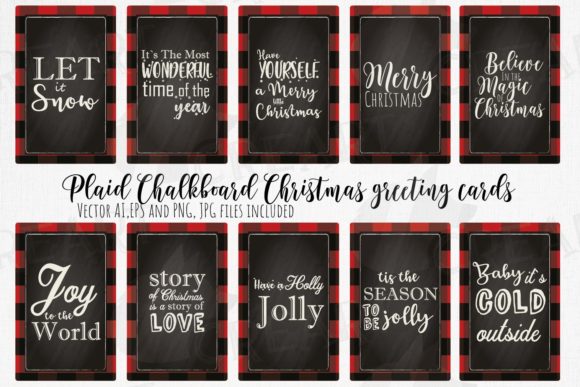 Plaid Chalkboard Christmas Greeting Card Designs