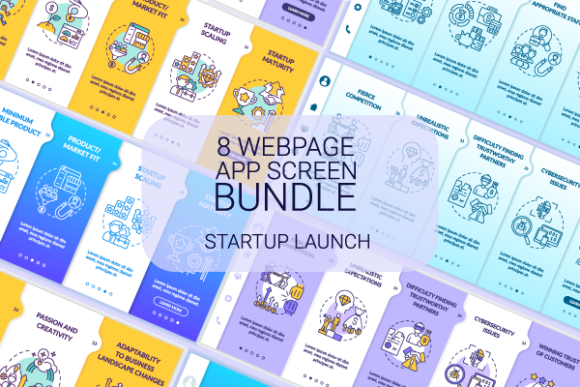 Startup Launch App Screens Bundle for Rapid Design