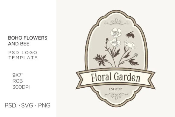 Unlocking Your Brand Potential with the Boho Flower and Bee PSD DIY Logo